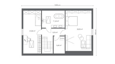 Projekt ERDOL 2 XL PLUS - Rzut poddasza